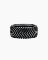 Chevron Band Ring in Black Titanium, 10mm
